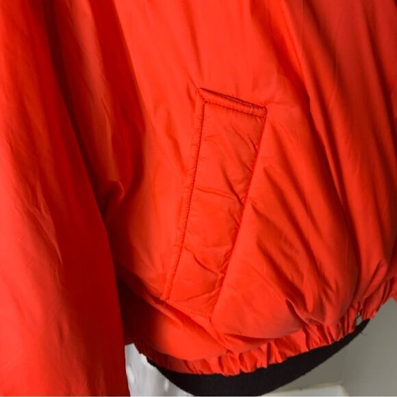 Zara red orange cropped zip front bomber long sleeve‎ puffer jacket size xs - Picture 12 of 15